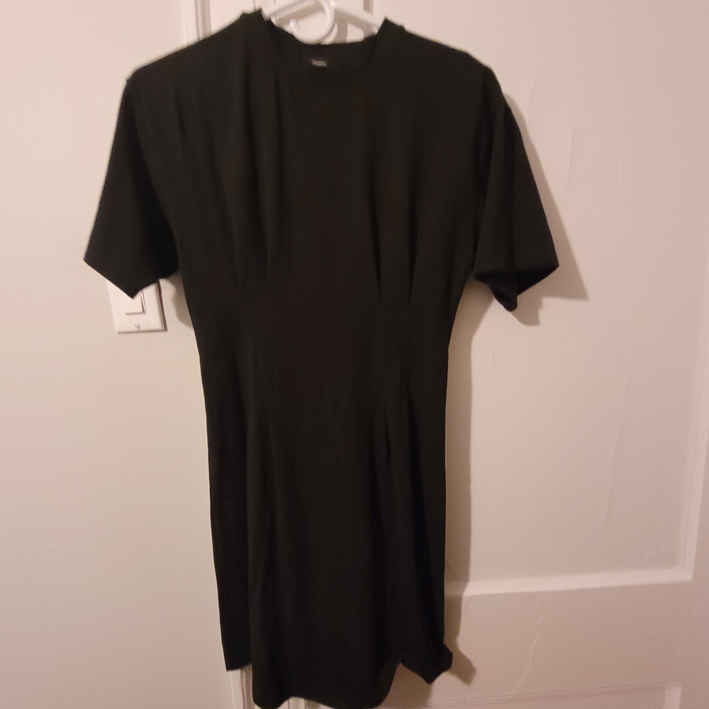 Theory Black Pleated Tshirt Dress
